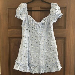B. Darlin Baby Blue Floral Babydoll dress Size 15/16